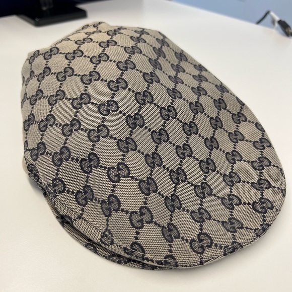 Navy Blue & Beige Gucci GG Flat Cap Large Imported